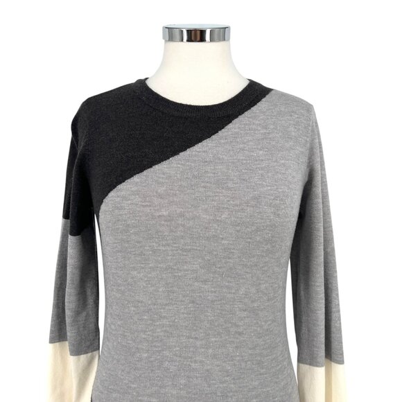 Long Tall Sally Colorblock Crewneck Long Sleeve Sweater Gray Black Size 6-8 NWT - Picture 2 of 13